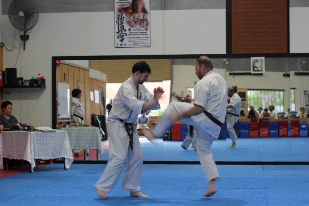 Kicking during Karate at Eltham Martial Arts Academy